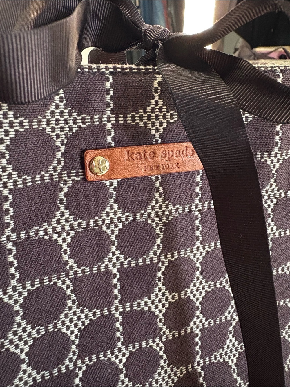 kate spade Brown and Cream Printed Tote with Dark Brown Straps - Picture 3 of 16